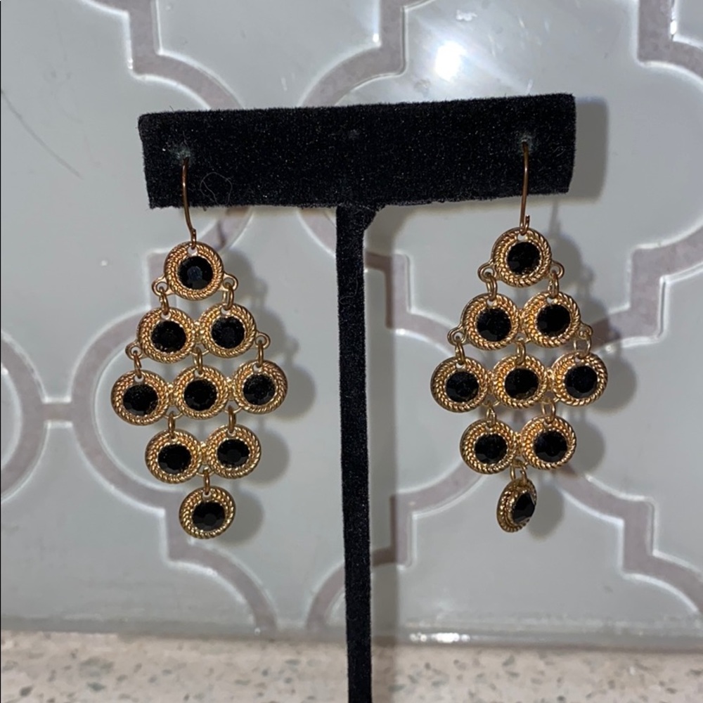 Gold & Black Teardrop Earrings